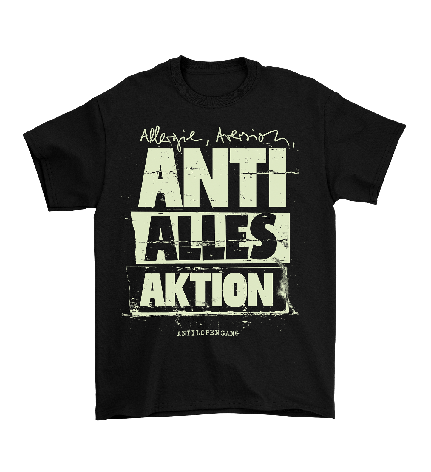 ANTILOPEN GANG: AAA Glow-In-The-Dark, schwarzes Shirt